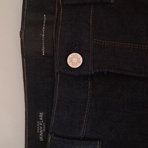 WHBM high rise skinny flare sculpt dark wash jeans